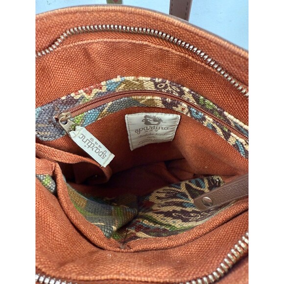 Spartina 449 Daufuskie Island Leather Fabric crossbody bag Boho EXCELLENT - Picture 5 of 16